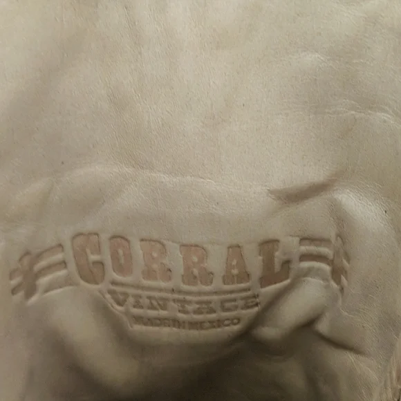 CORRAL A2665 cognac leather lace look overlay cowgirl western boots snip toe 6.5 - Picture 16 of 16